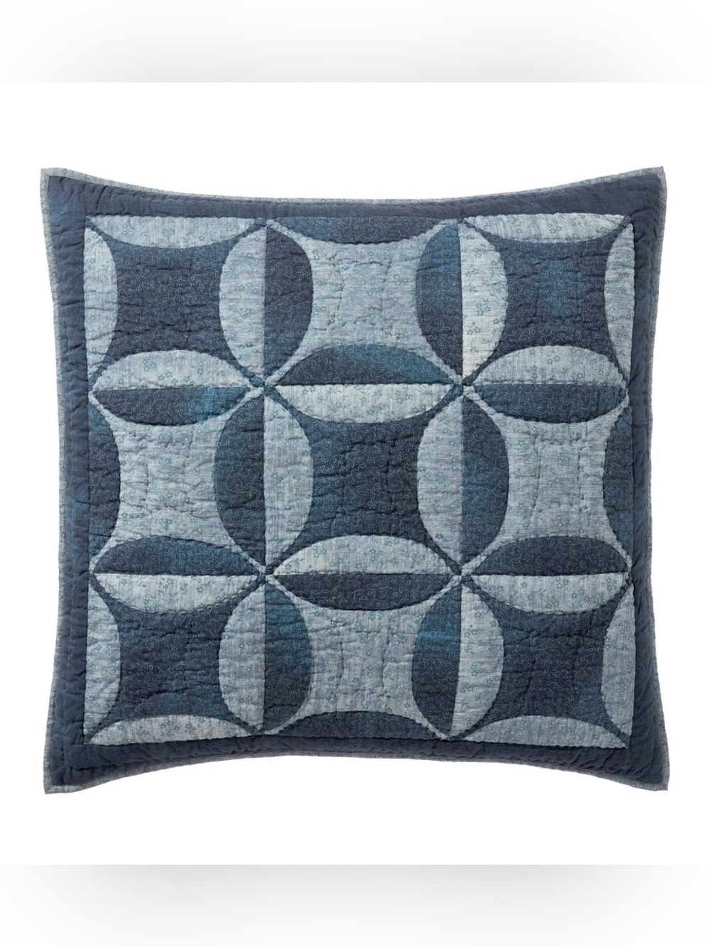Pottery Barn Harper Blue Euro Quilted Sham Wedding Ring Design NWT
